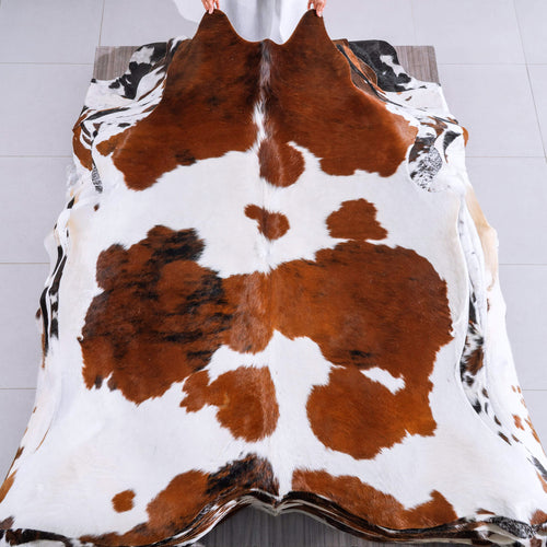 Tricolor Cowhide Rug Size 7'4" L x 6'10" W 6538