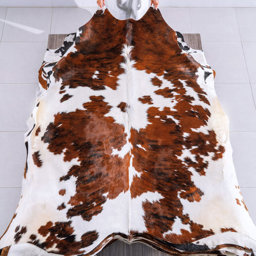 Tricolor Cowhide Rug Size 8'0" L x 7'7" W 6543