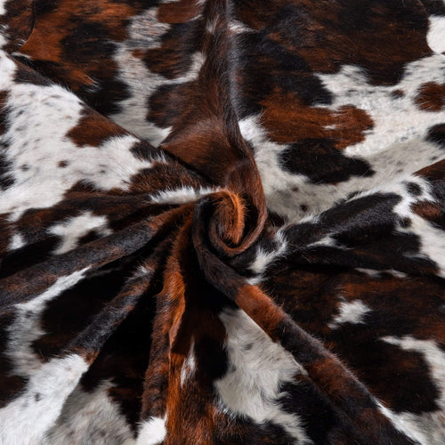 White Tricolor Cowhide Rug Size 7'6" L x 7'2" W 6546