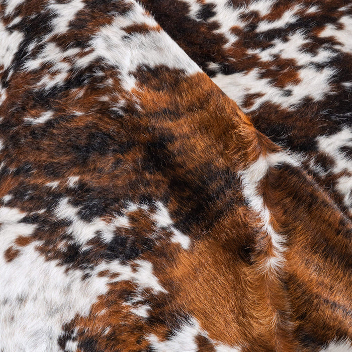 White Tricolor Cowhide Rug Size 7'1" L x 7'0" W 6547