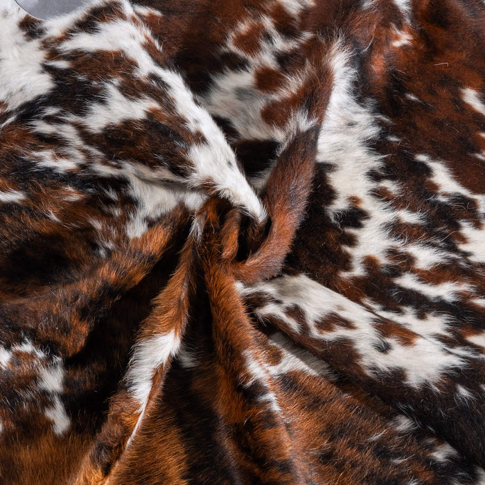 White Tricolor Cowhide Rug Size 7'1" L x 7'0" W 6547