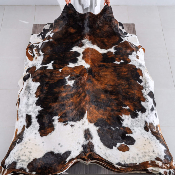 Tricolor Cowhide Rug Size 8'2" L x 7'1" W 6548