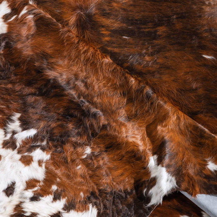 Tricolor Brindle Mix Cowhide Rug Size 7'9" L x 7'2" W 6549