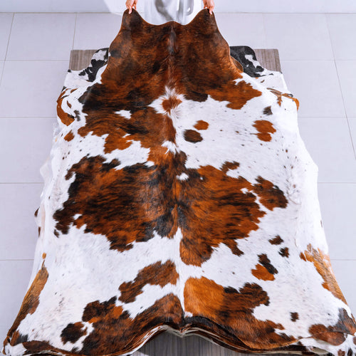 Tricolor Cowhide Rug Size 8'0" L x 7'2" W 6552