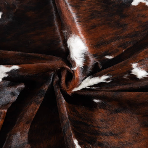 Tricolor Brindle Mix Cowhide Rug Size 7'8" L x 7'1" W 6557