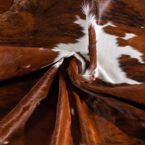 Tricolor Brindle Mix Cowhide Rug Size 6'11" L x 6'6" W 6558