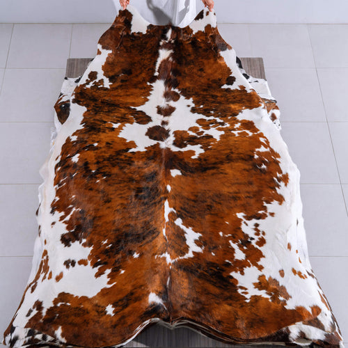 Tricolor Cowhide Rug Size 8'4" L x 6'8" W 6561