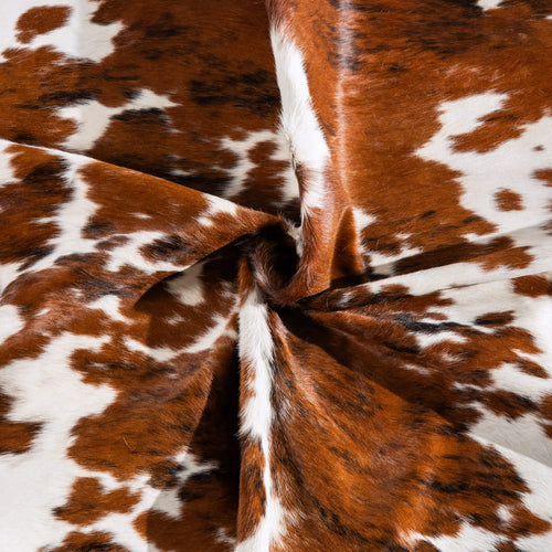 White Tricolor Cowhide Rug Size 7'9" L x 6'10" W 6565