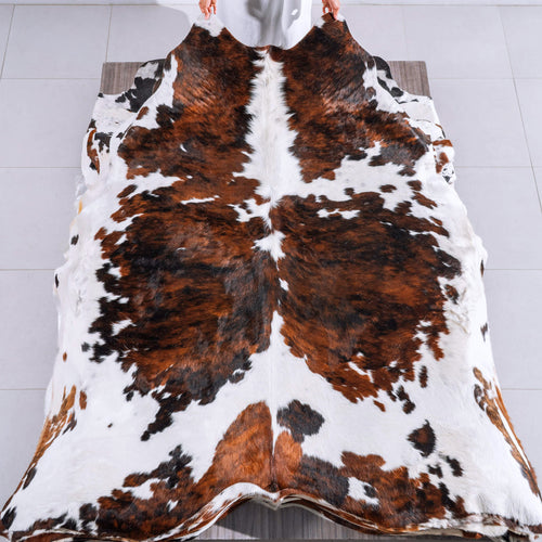 Tricolor Cowhide Rug Size 7'10" L x 7'2" W 6569