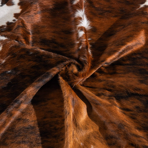 Tricolor Brindle Mix Cowhide Rug Size 7'9" L x 6'4" W 6575