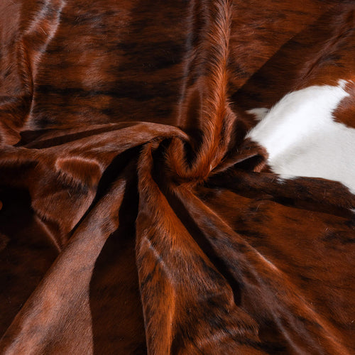 Tricolor Brindle Mix Cowhide Rug Size 8'0" L x 7'3" W 6578