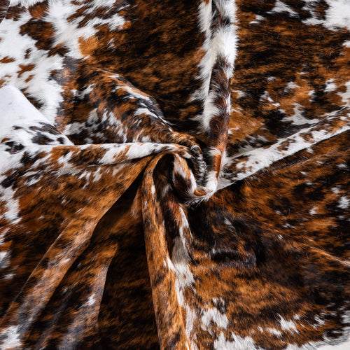 White Tricolor Cowhide Rug Size 8'2" L x 7'0" W 6582