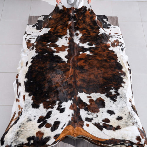 Tricolor Cowhide Rug Size 8'0" L x 7'4" W 6586