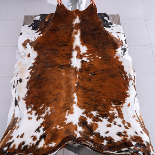 Tricolor Cowhide Rug Size 7'8" L x 6'5" W 6593