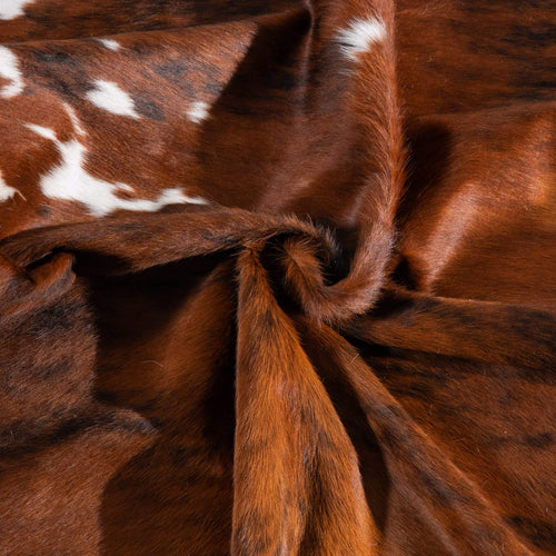 Tricolor Brindle Mix Cowhide Rug Size 7'3" L x 7'0" W 6595