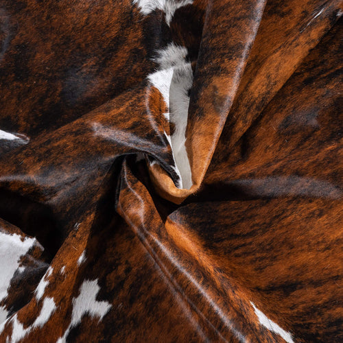 Tricolor Brindle Mix Cowhide Rug Size 7'2" L x 6'6" W 6599