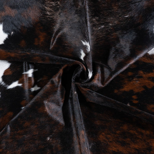 Vintage Dark Tricolor Cowhide Rug Size 8'0" L x 7'4" W 6664