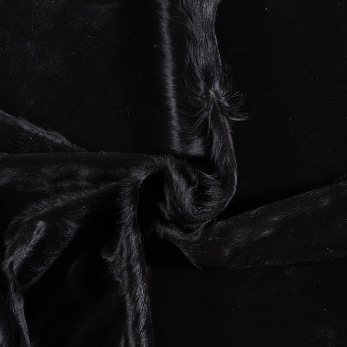 Brazilian Solid Black Cowhide Rug Size 7'6" L x 6'9" W 6749
