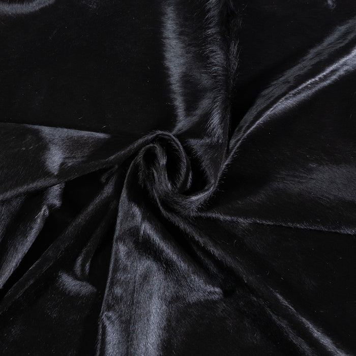 Brazilian Solid Black Cowhide Rug Size 7'6" L x 6'7" W 6764