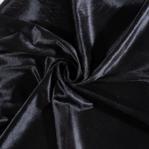 Brazilian Solid Black Cowhide Rug Size 7'2" L x 6'11" W 6766