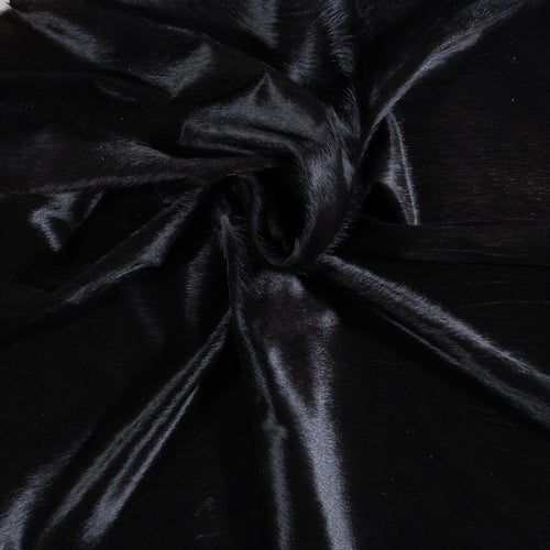 Brazilian Solid Black Cowhide Rug Size 7'2" L x 7'1" W 6769