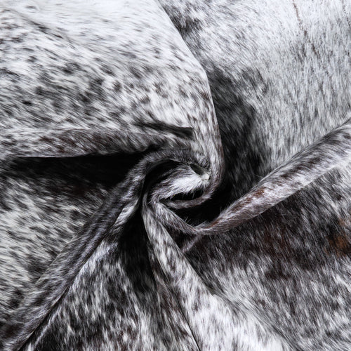 Brazilian Black Salt and Pepper Cowhide Rug Size 7'9" L x 6'10" W 6782