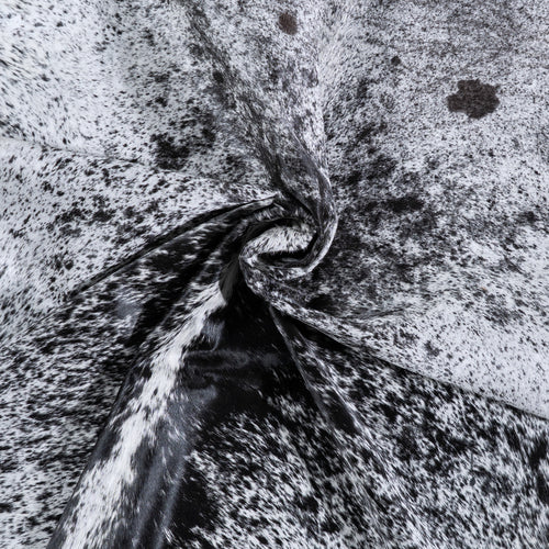 Brazilian Black Salt and Pepper Cowhide Rug Size 7'1" L x 5'9" W 6784