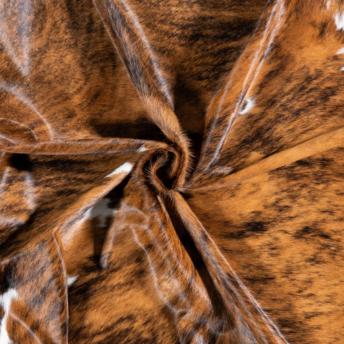 Brazilian Brindle White Belly Cowhide Rug Size 7'4" L x 6'0" W 6937