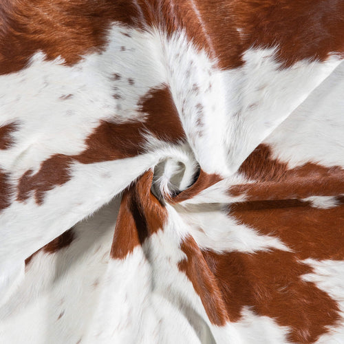 Brazilian Brown and White Cowhide Rug Size 7'1" L x 5'11" W 6967