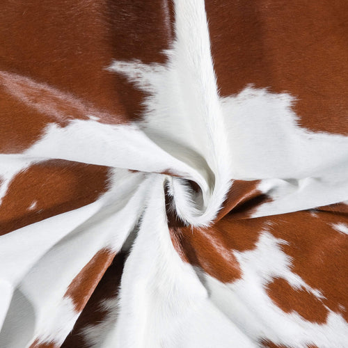 Brazilian Brown and White Cowhide Rug Size 6'9" L x 6'1" W 6971