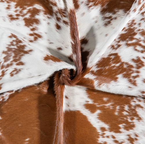 Brazilian Brown and White Cowhide Rug Size 7'4" L x 6'8" W 6985