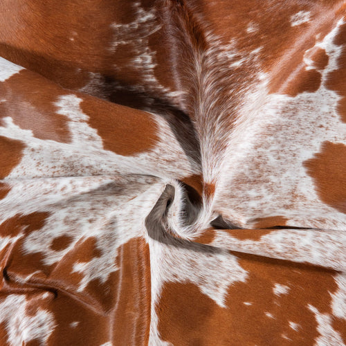 Brazilian Brown and White Cowhide Rug Size 7'4" L x 6'9" W 6986