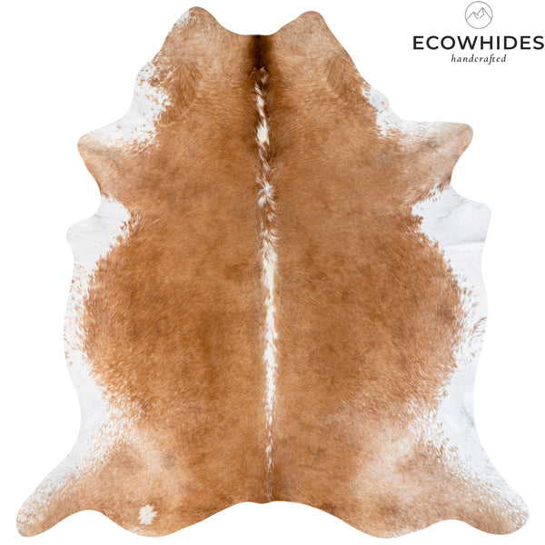 Brazilian Beige and White Cowhide Rug Size 7'7" L x 7'1" W 7047