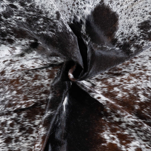 Brazilian Chocolate and White Cowhide Rug Size 7'4" L x 6'2" W 7091