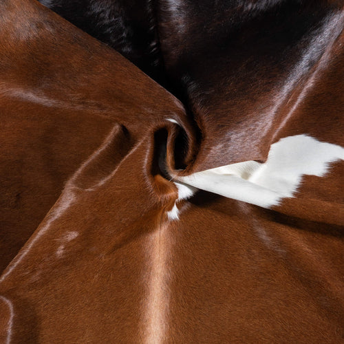 Brazilian Chocolate and White Cowhide Rug Size 6'8" L x 5'9" W 7093