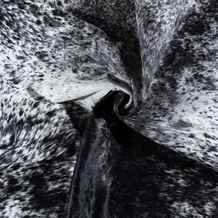 Brazilian Black Salt and Pepper Cowhide Rug Size 6'4" L x 5'7" W 7096