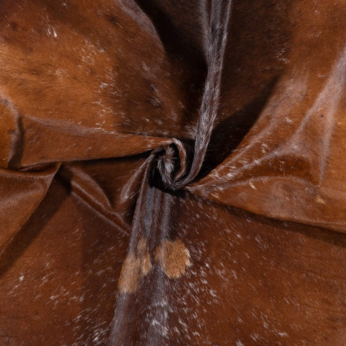 Brazilian Brown and White Cowhide Rug Size 7'0" L x 6'11" W 7159