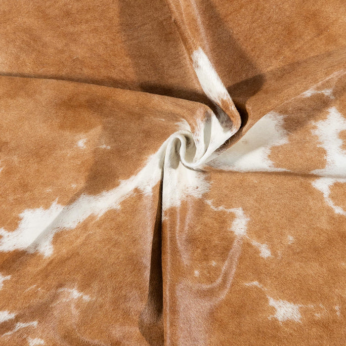 Brazilian Brown and White Cowhide Rug Size 7'6" L x 6'8" W 7226