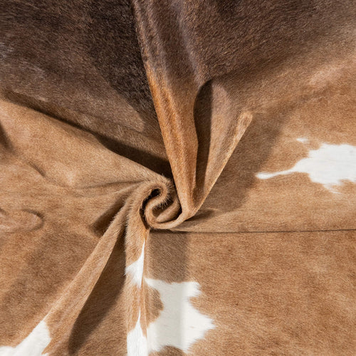 Brazilian Palomino and White Cowhide Rug Size 6'11" L x 6'7" W 7235