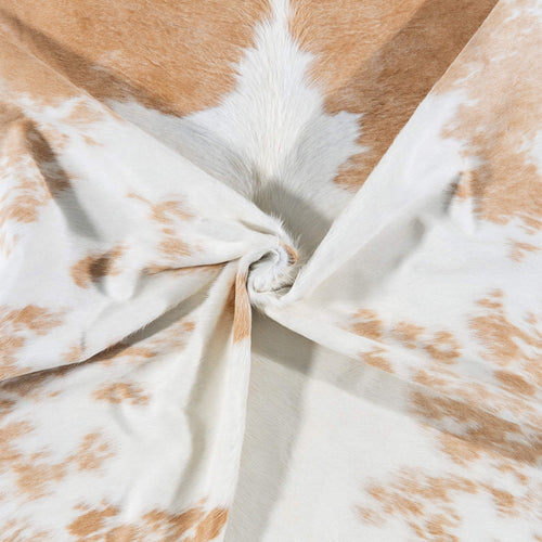 Brazilian Palomino and White Cowhide Rug Size 7'8" L x 6'11" W 7237