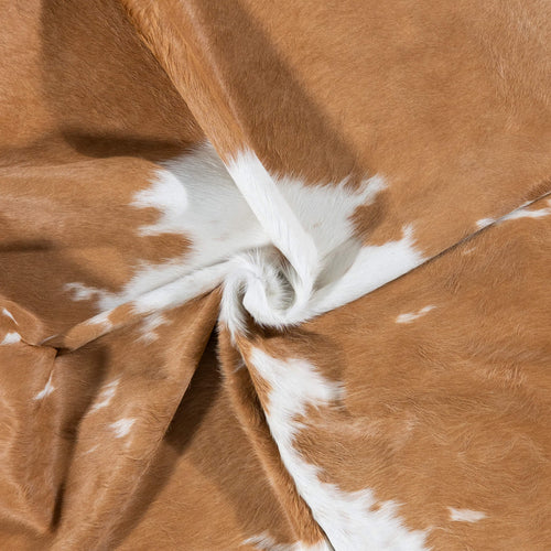 Brazilian Palomino and White Cowhide Rug Size 7'6" L x 6'5" W 7250