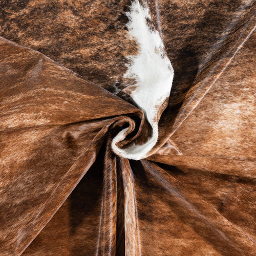 Brazilian Brindle White Belly and Backbone Cowhide Rug Size 8'0" L x 6'11" W 7404