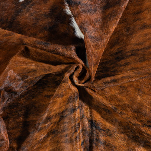 Brazilian Brindle White Belly and Backbone Cowhide Rug Size 7'0" L x 7'4" W 7412