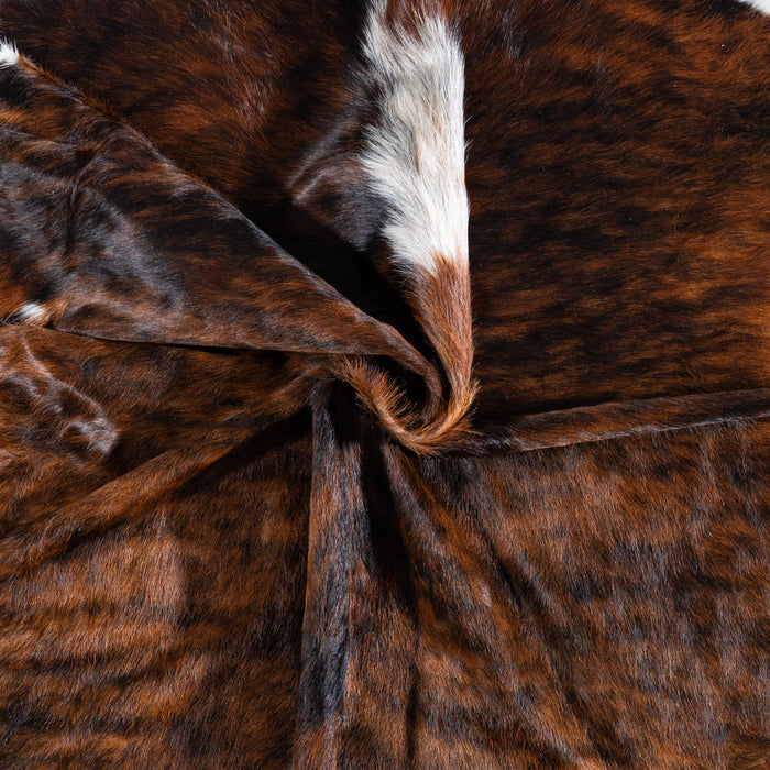 Brazilian Brindle White Belly and Backbone Cowhide Rug Size 7'3" L x 6'6" W 7413
