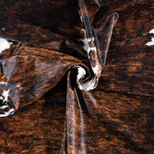 Brazilian Brindle White Belly and Backbone Cowhide Rug Size 7'5" L x 7'0" W 7414