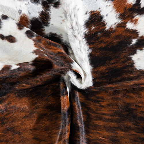 Brazilian Brindle White Belly and Backbone Cowhide Rug Size 7'5" L x 6'11" W 7415