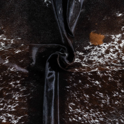 Brazilian Chocolate and White Cowhide Rug Size 7'3" L x 6'9" W 7462