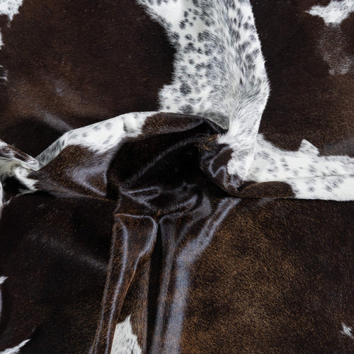 Brazilian Chocolate and White Cowhide Rug Size 7'5" L x 5'10" W 7470