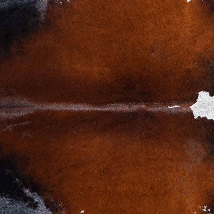Brazilian Chocolate and White Cowhide Rug Size 7'3" L x 6'8" W 7472