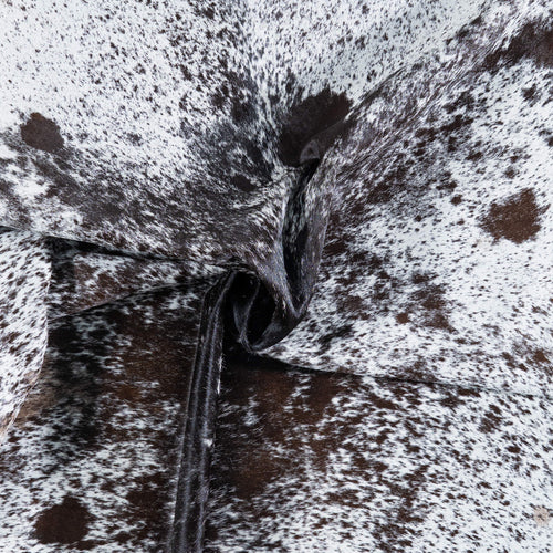 Brazilian Chocolate and White Cowhide Rug Size 7'3" L x 5'11" W 7490